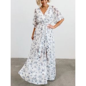 Baltic Born White and Blue Floral Maxi Dress